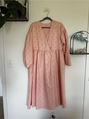 Samsoe Samsoe Rose Flower Pink Jolie Dress Oversized Midi Dress Size Medium